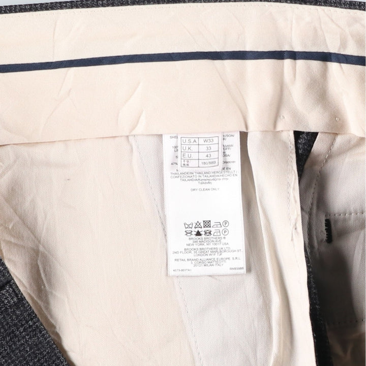 Brooks Brothers 1818 Fitzgerald Check Pattern Wool Pants, Men's Size 33 wool gray type Vintage Second Hand