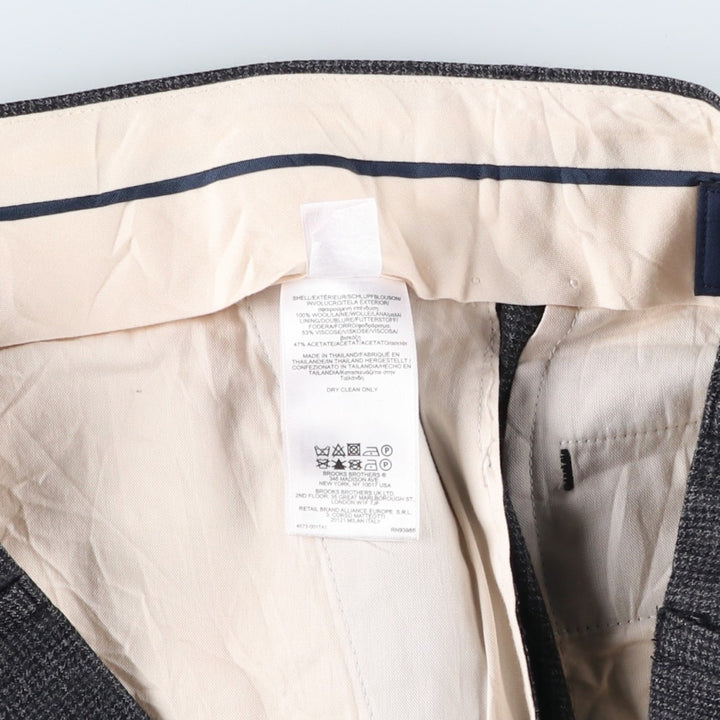 Brooks Brothers 1818 Fitzgerald Check Pattern Wool Pants, Men's Size 33 wool gray type Vintage Second Hand