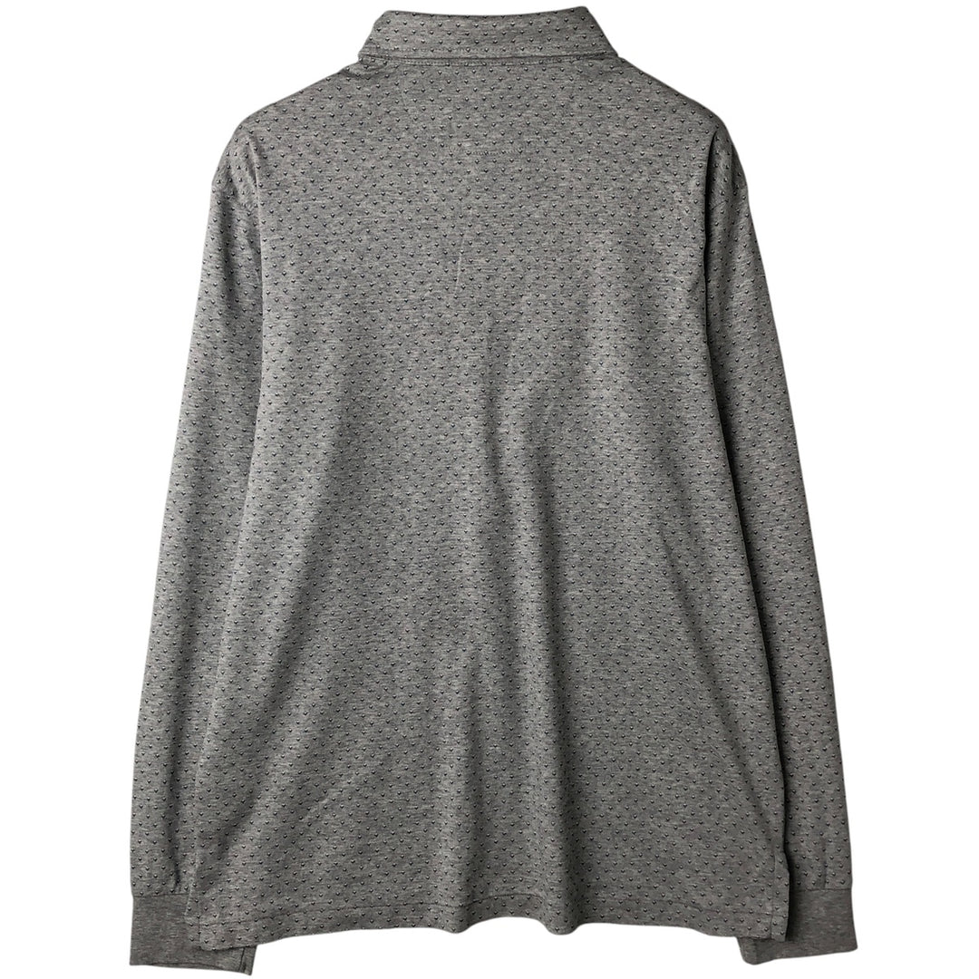 Ralph Lauren POLO RALPH LAUREN CUSTOM SLIM FIT all-over print long-sleeved polo shirt, men's size L cotton gray type Vintage Second Hand