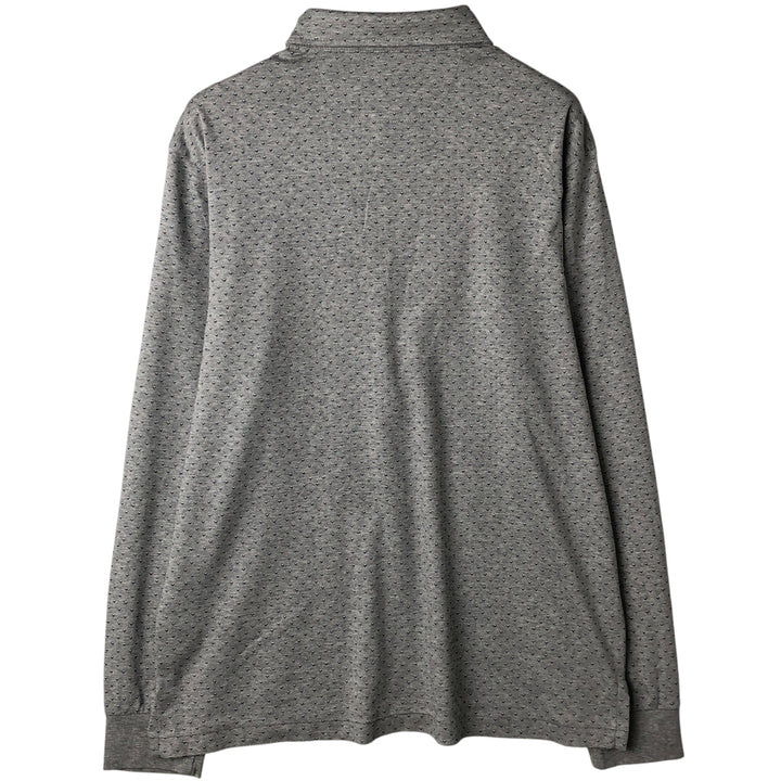 Ralph Lauren POLO RALPH LAUREN CUSTOM SLIM FIT all-over print long-sleeved polo shirt, men's size L cotton gray type Vintage Second Hand