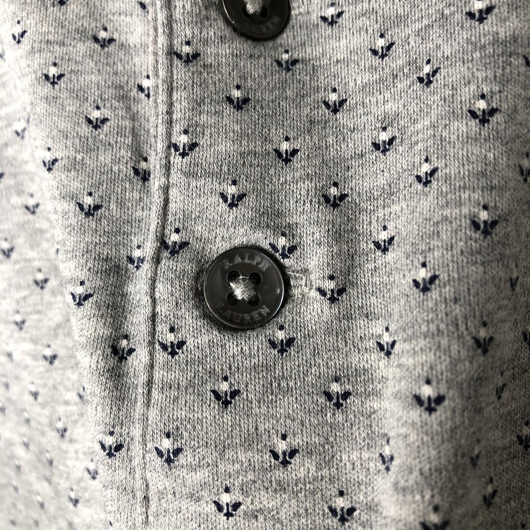 Ralph Lauren POLO RALPH LAUREN CUSTOM SLIM FIT all-over print long-sleeved polo shirt, men's size L cotton gray type Vintage Second Hand