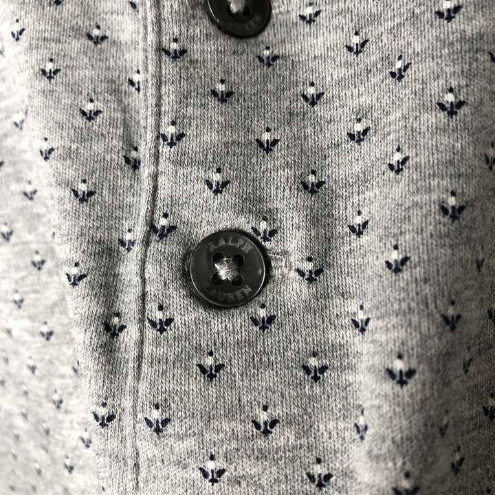 Ralph Lauren POLO RALPH LAUREN CUSTOM SLIM FIT all-over print long-sleeved polo shirt, men's size L cotton gray type Vintage Second Hand