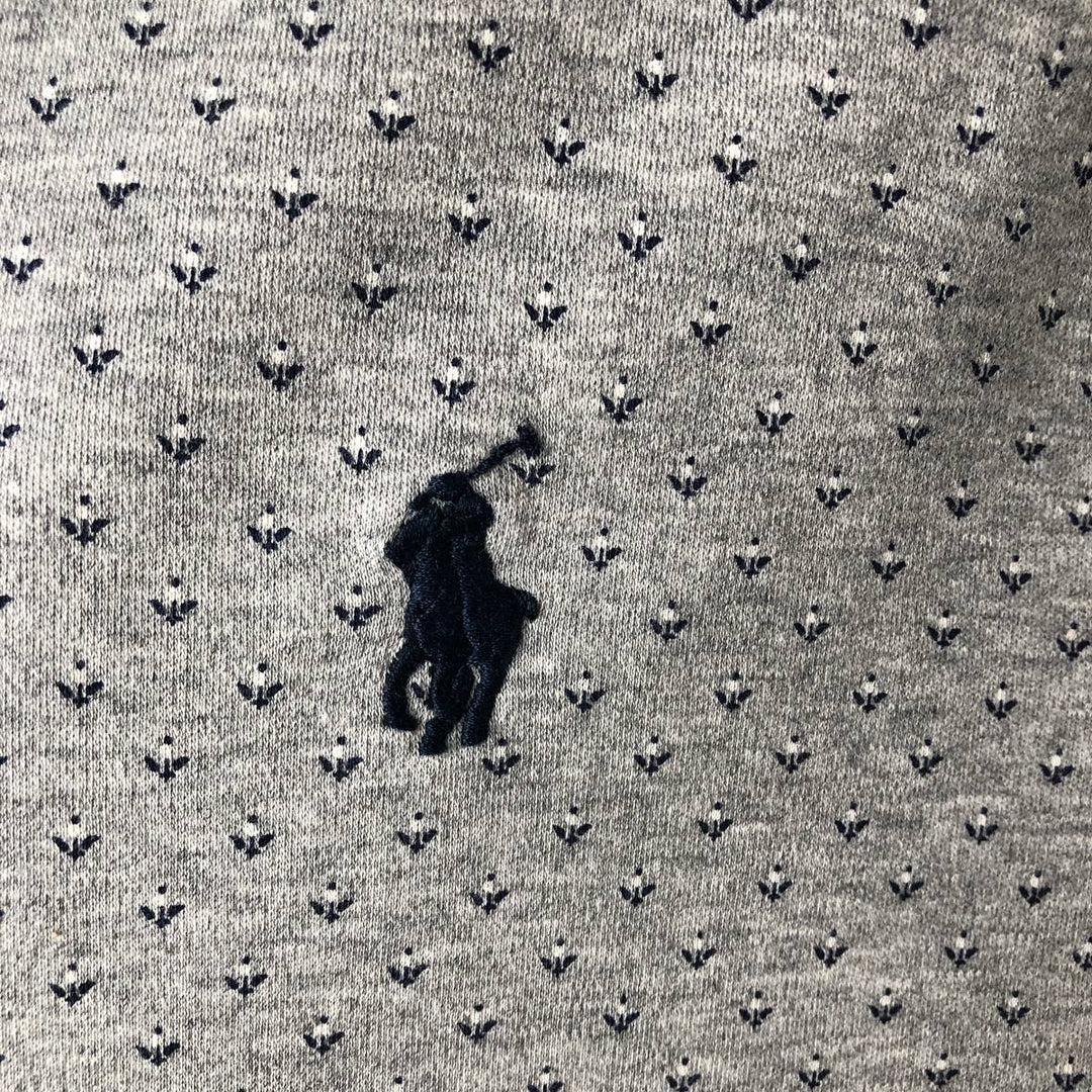 Ralph Lauren POLO RALPH LAUREN CUSTOM SLIM FIT all-over print long-sleeved polo shirt, men's size L cotton gray type Vintage Second Hand