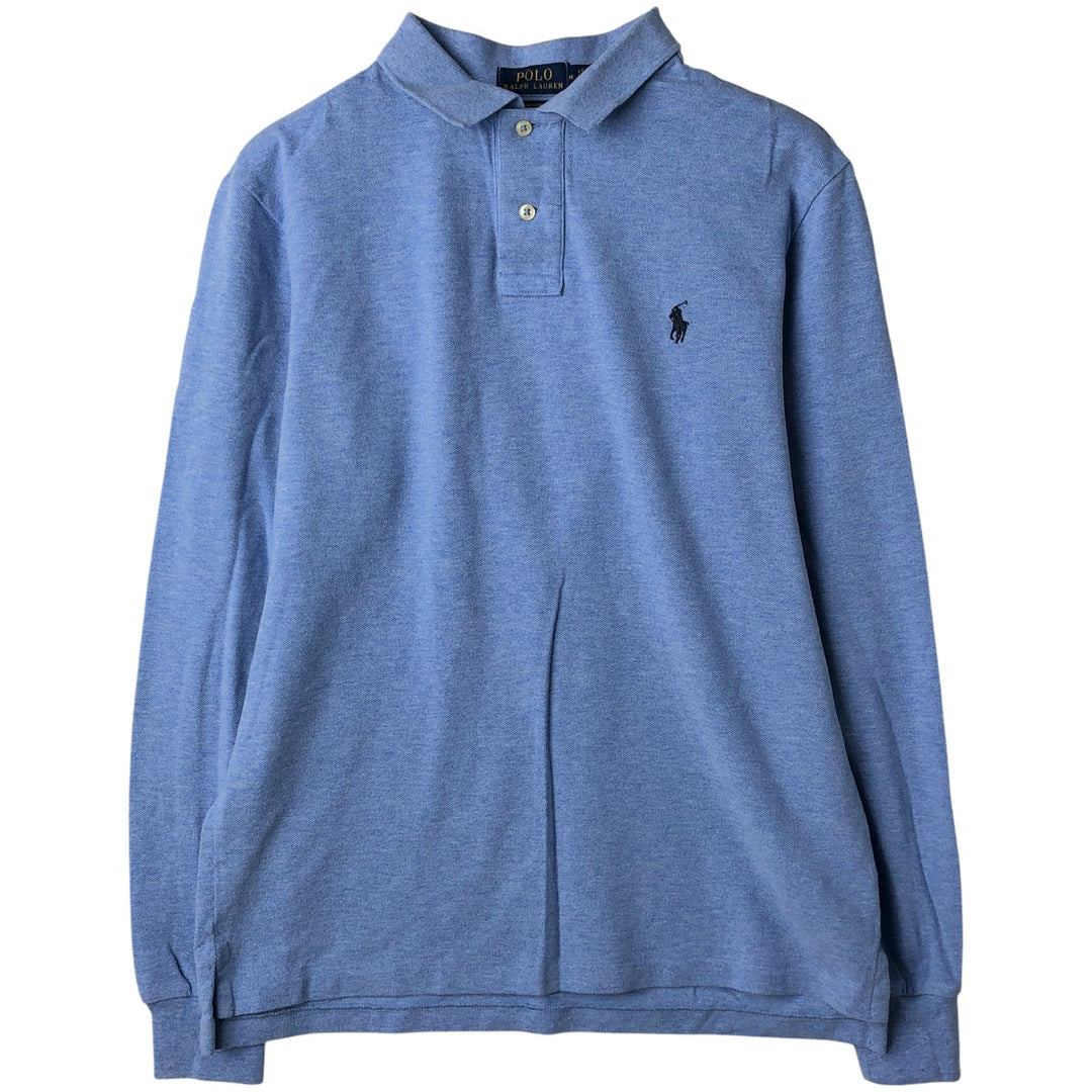 Ralph Lauren POLO RALPH LAUREN CUSTOM SLIM FIT long-sleeved polo shirt, men's size M cotton Blue type light blue Vintage Second Hand