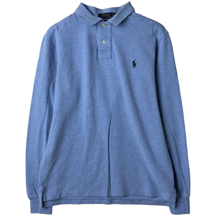 Ralph Lauren POLO RALPH LAUREN CUSTOM SLIM FIT long-sleeved polo shirt, men's size M cotton Blue type light blue Vintage Second Hand
