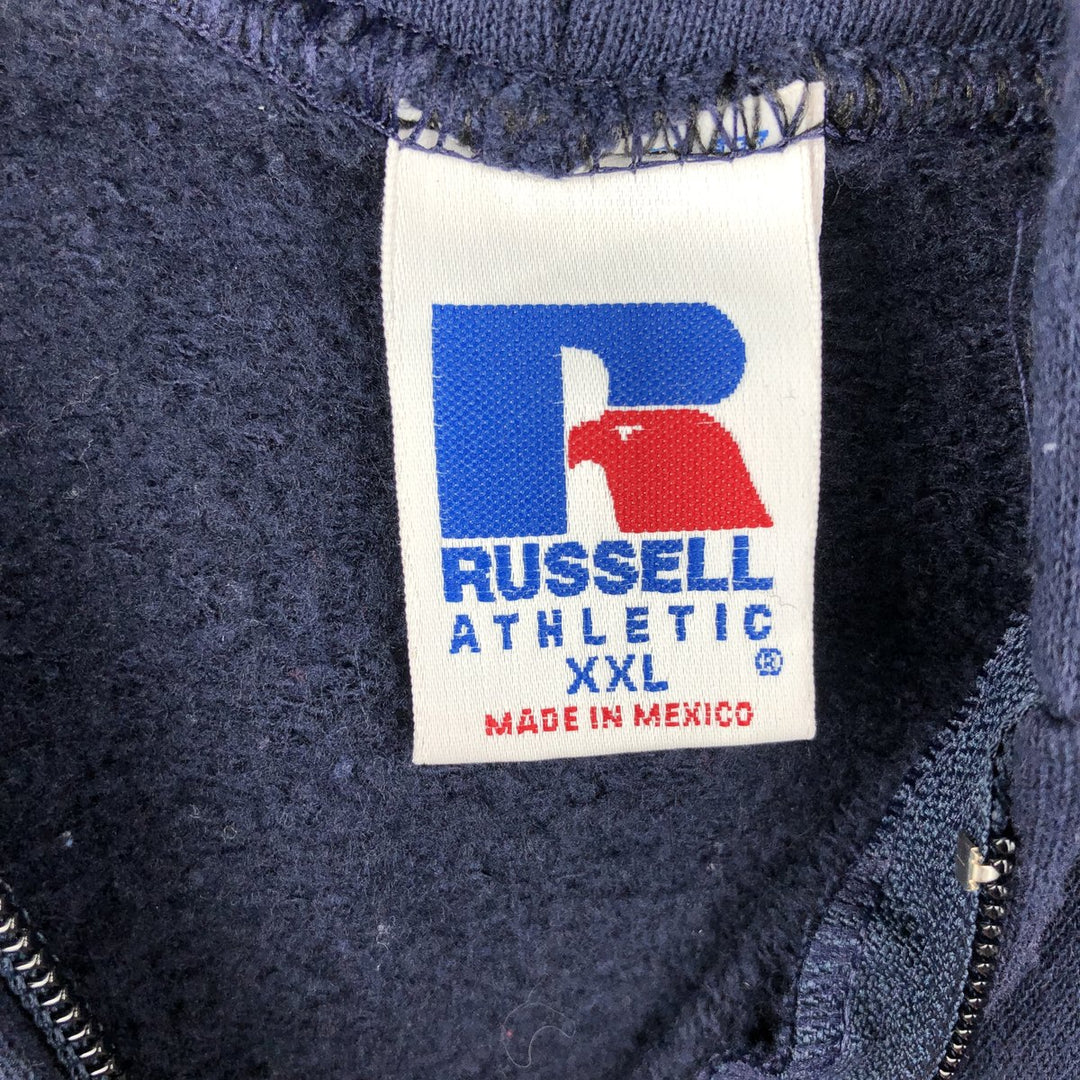 Vintage 90'S Russell Athletic full-zip sweatshirt, size XXL, men's cotton navy blue type Vintage Second Hand
