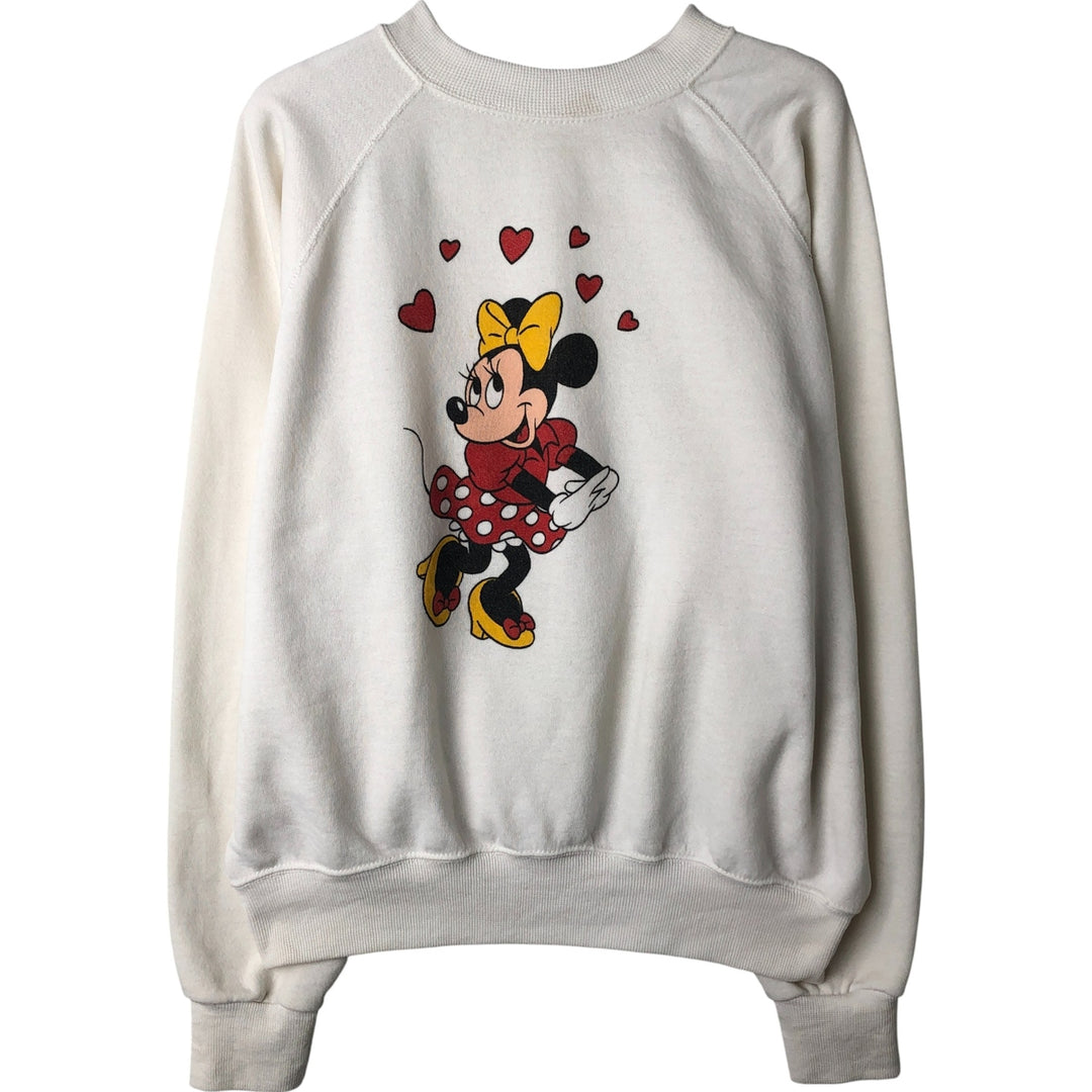 Vintage 1980'S Disney Casuals Minnie Mouse character sweatshirt, women's size XL polyester pale white type Vintage Second Hand