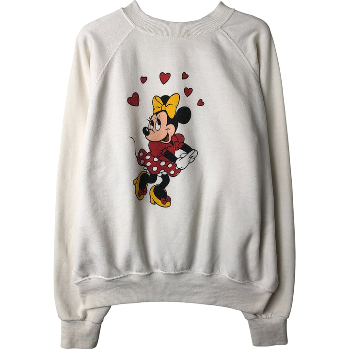 Vintage 1980'S Disney Casuals Minnie Mouse character sweatshirt, women's size XL polyester pale white type Vintage Second Hand