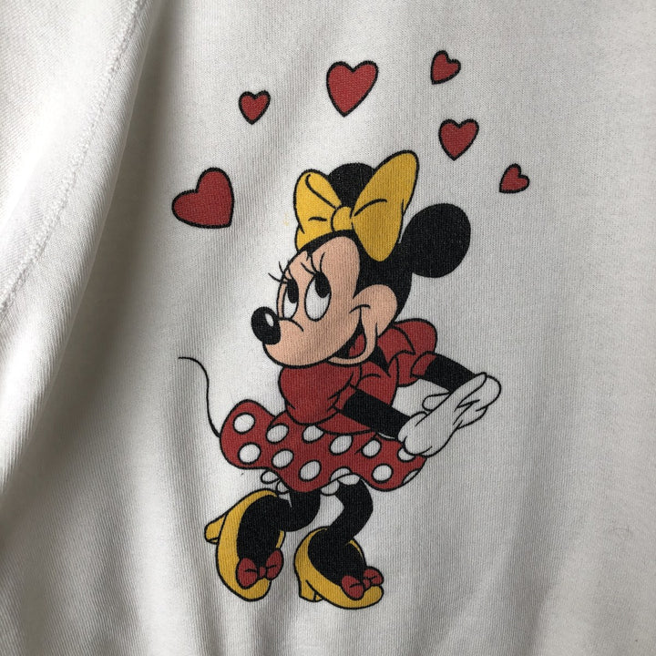 Vintage 1980'S Disney Casuals Minnie Mouse character sweatshirt, women's size XL polyester pale white type Vintage Second Hand