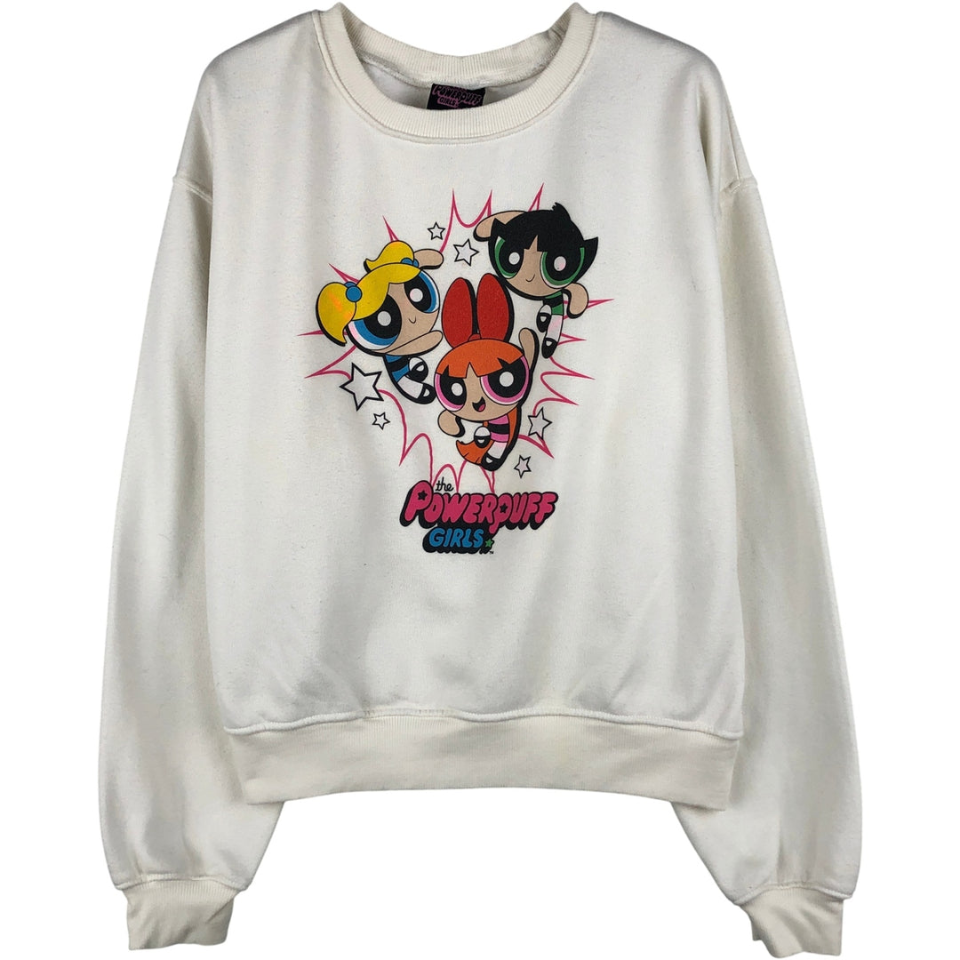 THE POWERPUFF GIRLS Powerpuff Girls Character Sweatshirt, Women's Size M polyester white type Vintage Second Hand