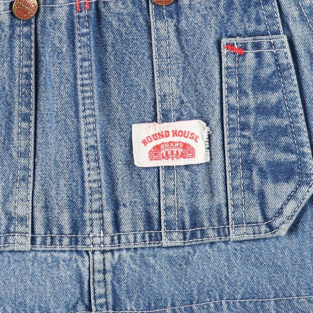 Round House Men's Denim Overalls, Made in USA, Size W29 unclear blue type Vintage Second Hand