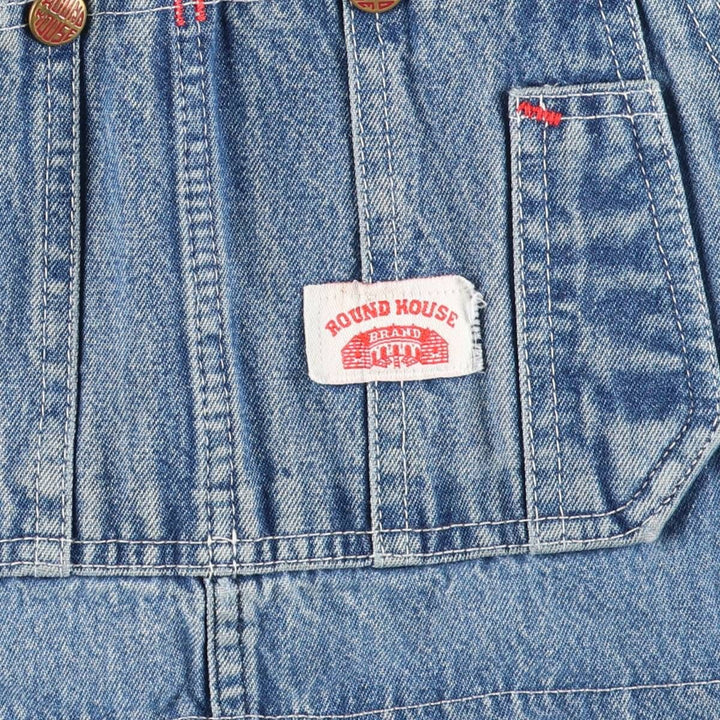 Round House Men's Denim Overalls, Made in USA, Size W29 unclear blue type Vintage Second Hand