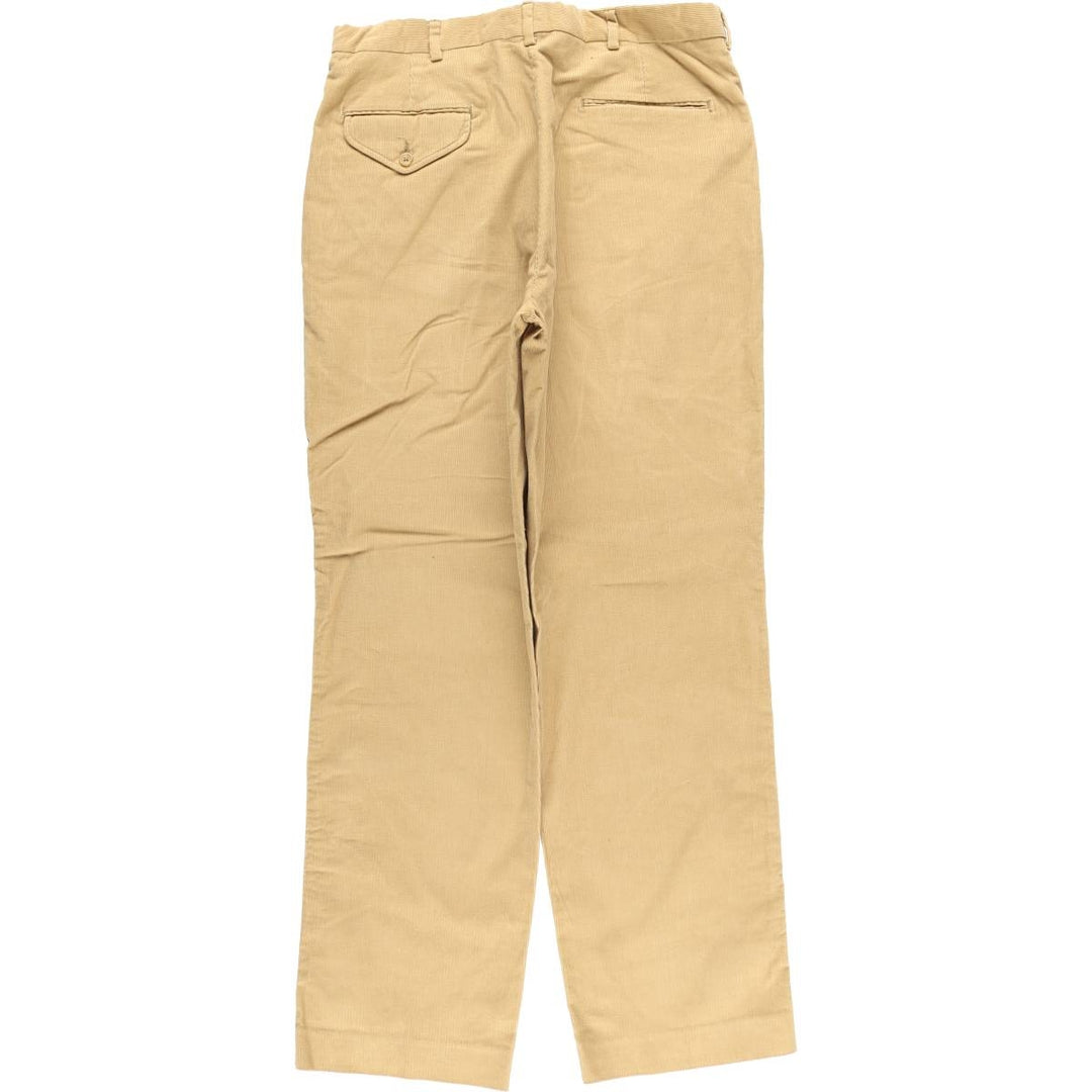 80s-90'S Lands' End Two-Pleat Corduroy Pants, Made in USA, Men's Size W34 (approx.), Vintage cotton Khaki type Vintage Second Hand