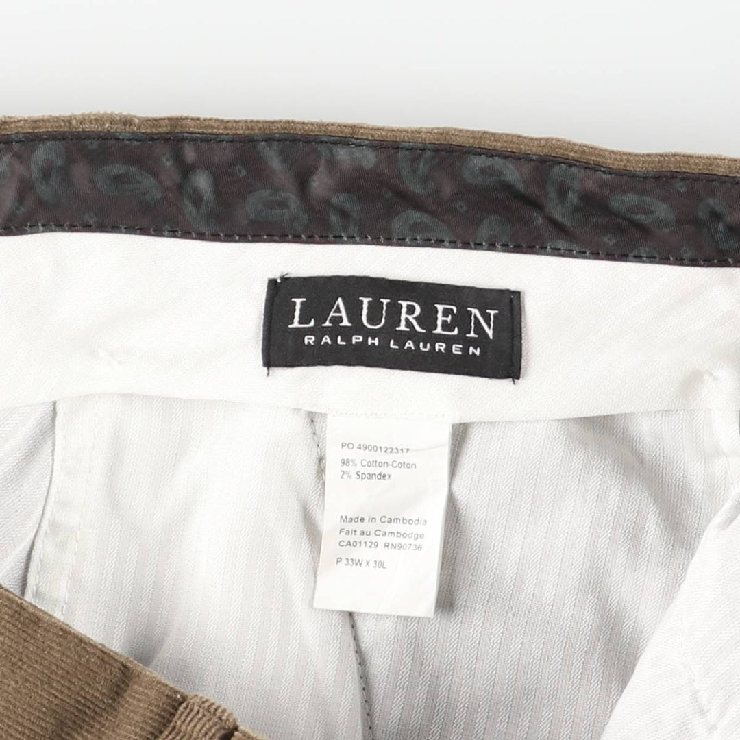 Ralph Lauren LAUREN Lauren Corduroy Pants Men's W34 equivalent cotton Khaki type brown Vintage Second Hand