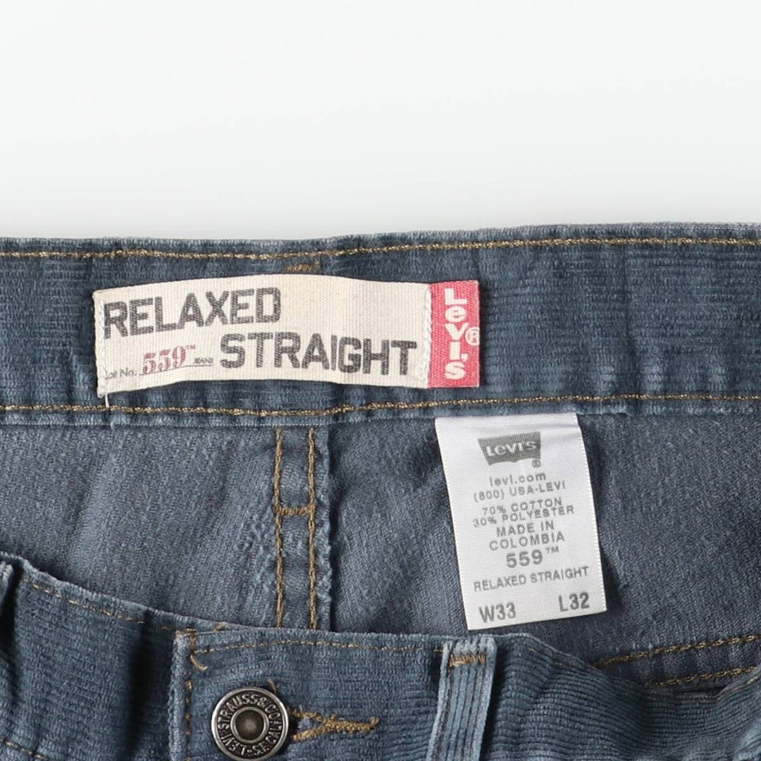 2000'S Levi's 559 Relaxed Straight Corduroy Pants, Men's, Size W33 cotton Navy blue Vintage Second Hand