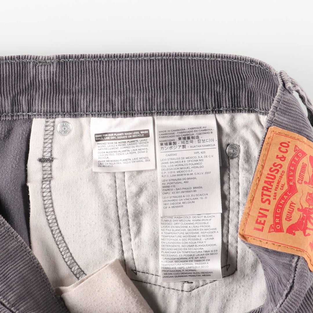 Levi's 514 Corduroy Pants, Men's, Size W34 cotton gray type Vintage Second Hand