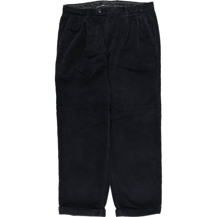 GRANT THOMAS Wide-Ribbed Two-Pleated Corduroy Pants, Men's, Size W36 cotton navy blue type Vintage Second Hand