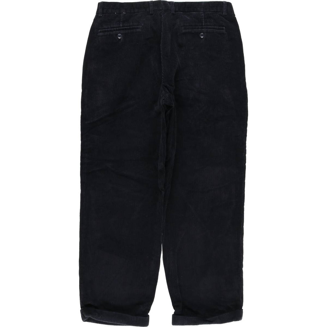 GRANT THOMAS Wide-Ribbed Two-Pleated Corduroy Pants, Men's, Size W36 cotton navy blue type Vintage Second Hand