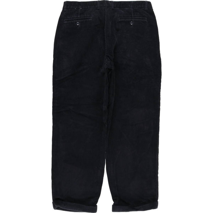 GRANT THOMAS Wide-Ribbed Two-Pleated Corduroy Pants, Men's, Size W36 cotton navy blue type Vintage Second Hand