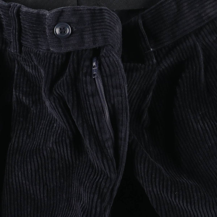 GRANT THOMAS Wide-Ribbed Two-Pleated Corduroy Pants, Men's, Size W36 cotton navy blue type Vintage Second Hand