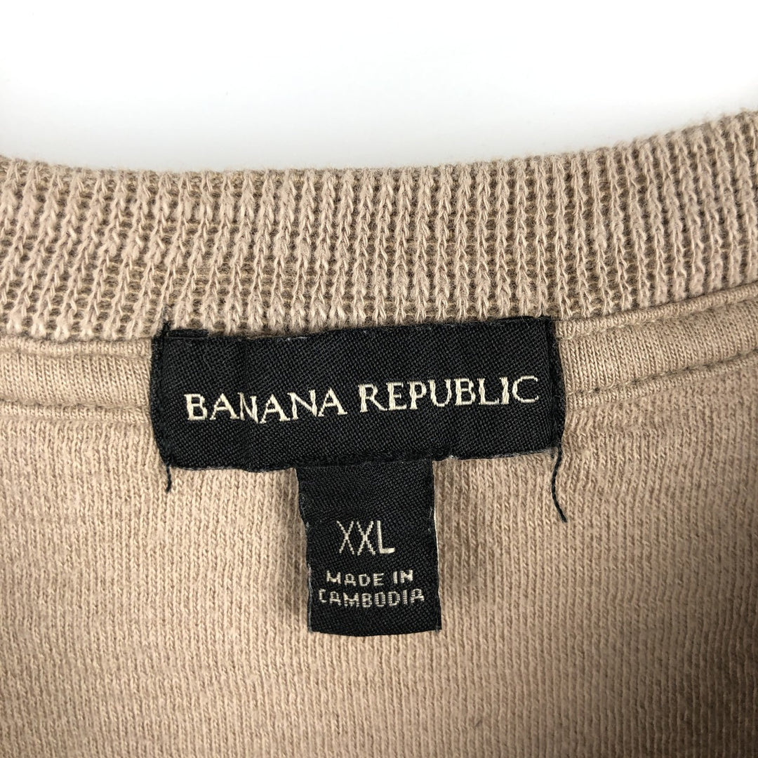2000'S Banana Republic long-sleeved T-shirt, men's XXL cotton beige type brown Vintage Second Hand