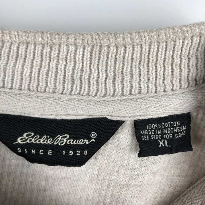 Eddie Bauer Henley Neck Long T-Shirt, Men's XL cotton gray type Vintage Second Hand