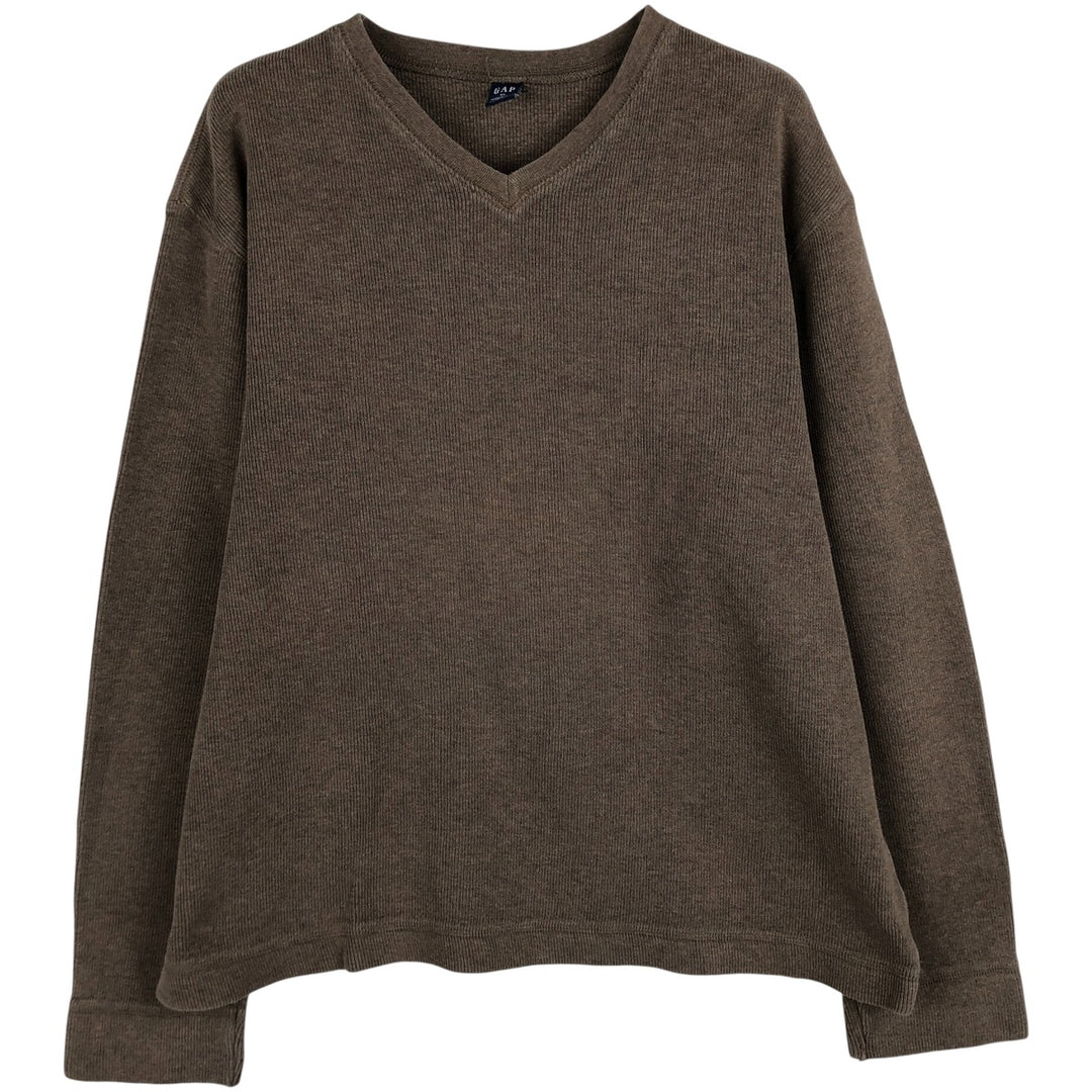 GAP V-neck long T-shirt, men's size XL cotton brown type Vintage Second Hand