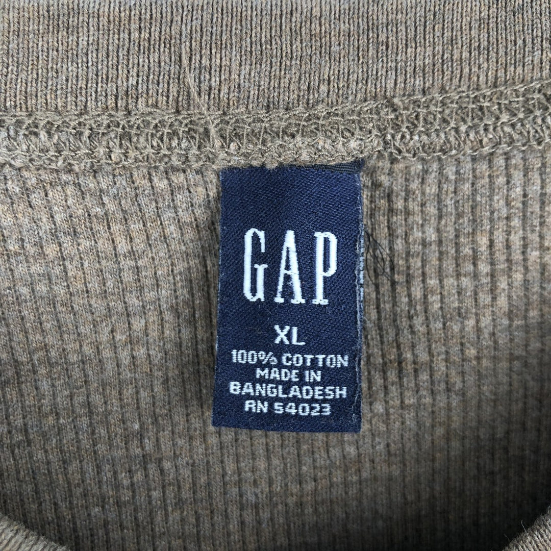 GAP V-neck long T-shirt, men's size XL cotton brown type Vintage Second Hand