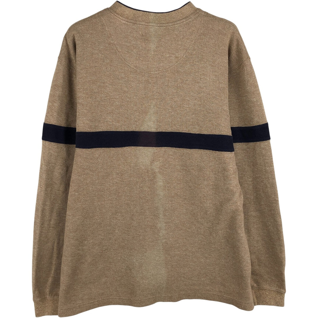 Eddie Bauer V-neck long T-shirt, men's size M cotton beige type brown Vintage Second Hand