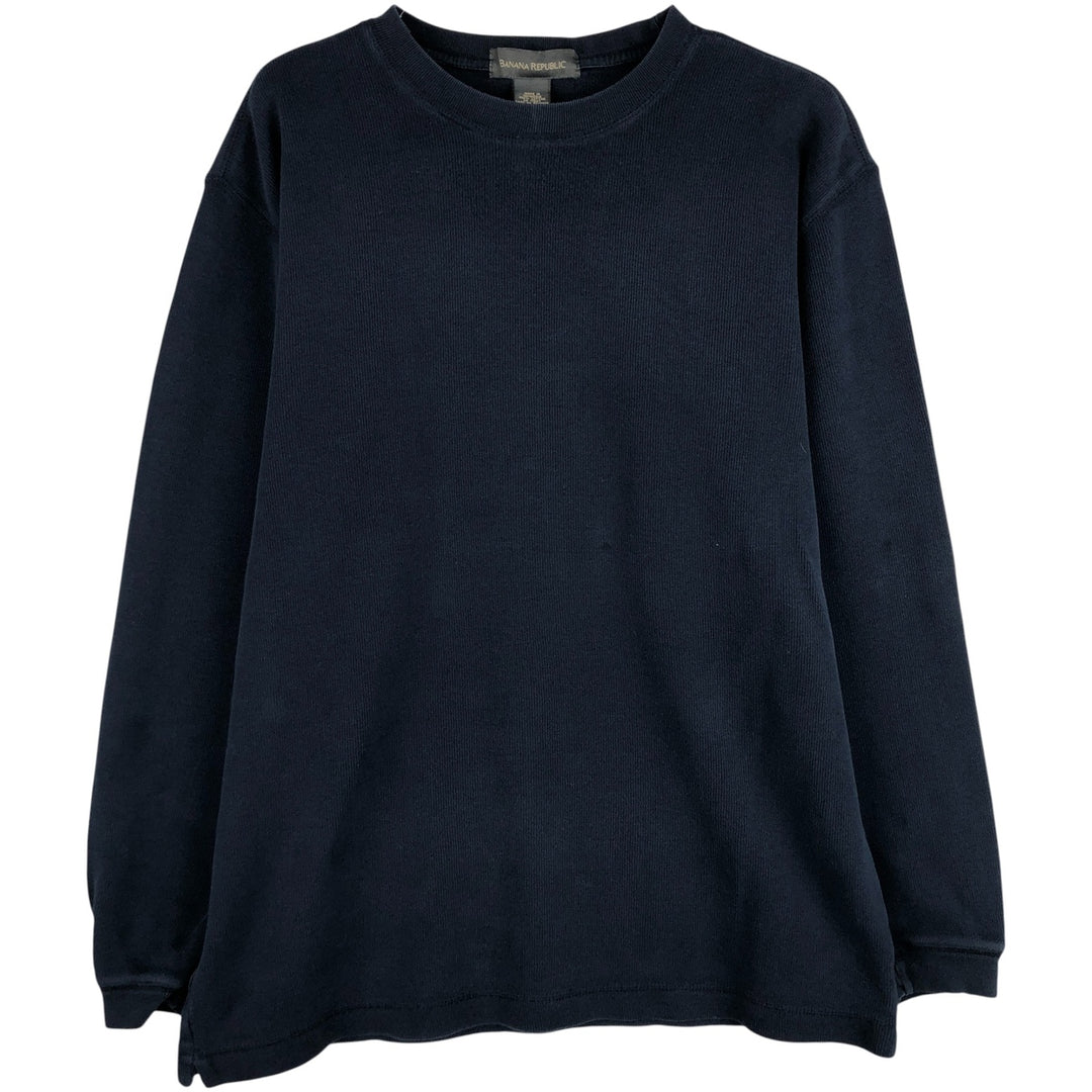 2000'S Banana Republic long-sleeved T-shirt, men's size L cotton navy blue type Vintage Second Hand
