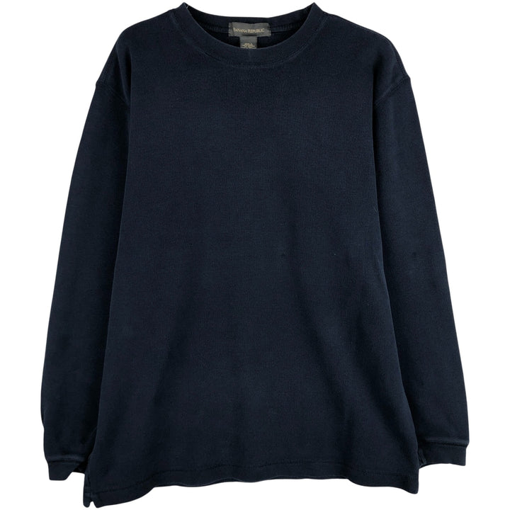 2000'S Banana Republic long-sleeved T-shirt, men's size L cotton navy blue type Vintage Second Hand