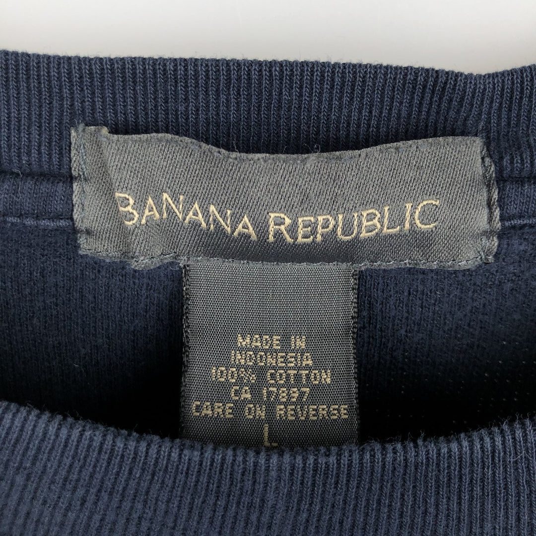 2000'S Banana Republic long-sleeved T-shirt, men's size L cotton navy blue type Vintage Second Hand