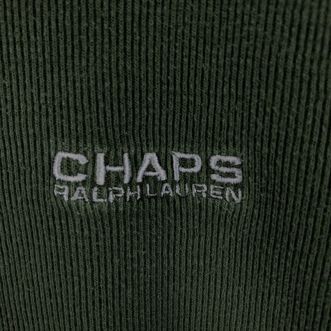Ralph Lauren CHAPS V-neck long T-shirt, men's XL size cotton Green type dark green Vintage Second Hand