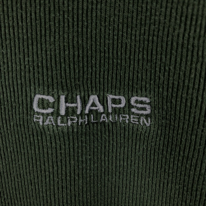 Ralph Lauren CHAPS V-neck long T-shirt, men's XL size cotton Green type dark green Vintage Second Hand