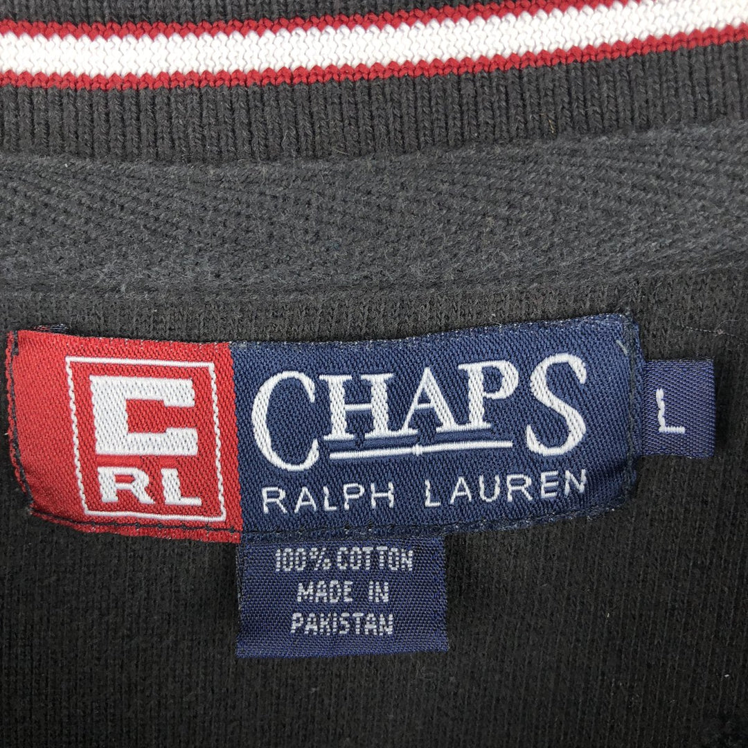 Ralph Lauren CHAPS V-neck long T-shirt, men's size L cotton black type Vintage Second Hand