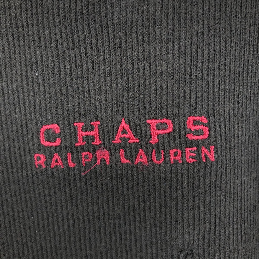 Ralph Lauren CHAPS V-neck long T-shirt, men's size L cotton black type Vintage Second Hand