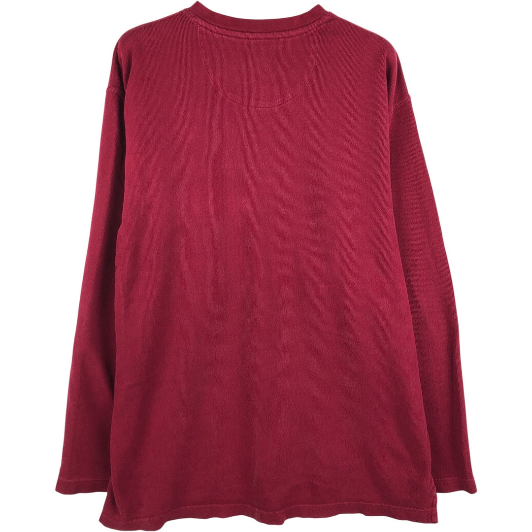 Ralph Lauren CHAPS V-neck long T-shirt, men's XL size cotton wine-red Vintage Second Hand