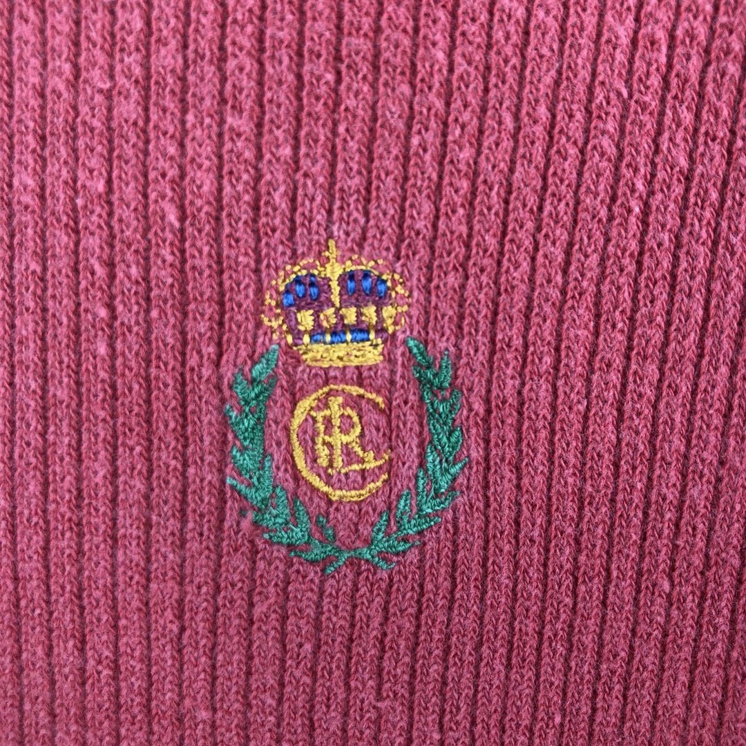 Vintage 1980'S Ralph Lauren Chaps Henley-neck long-sleeved T-shirt, size L, men's size L cotton red type Vintage Second Hand