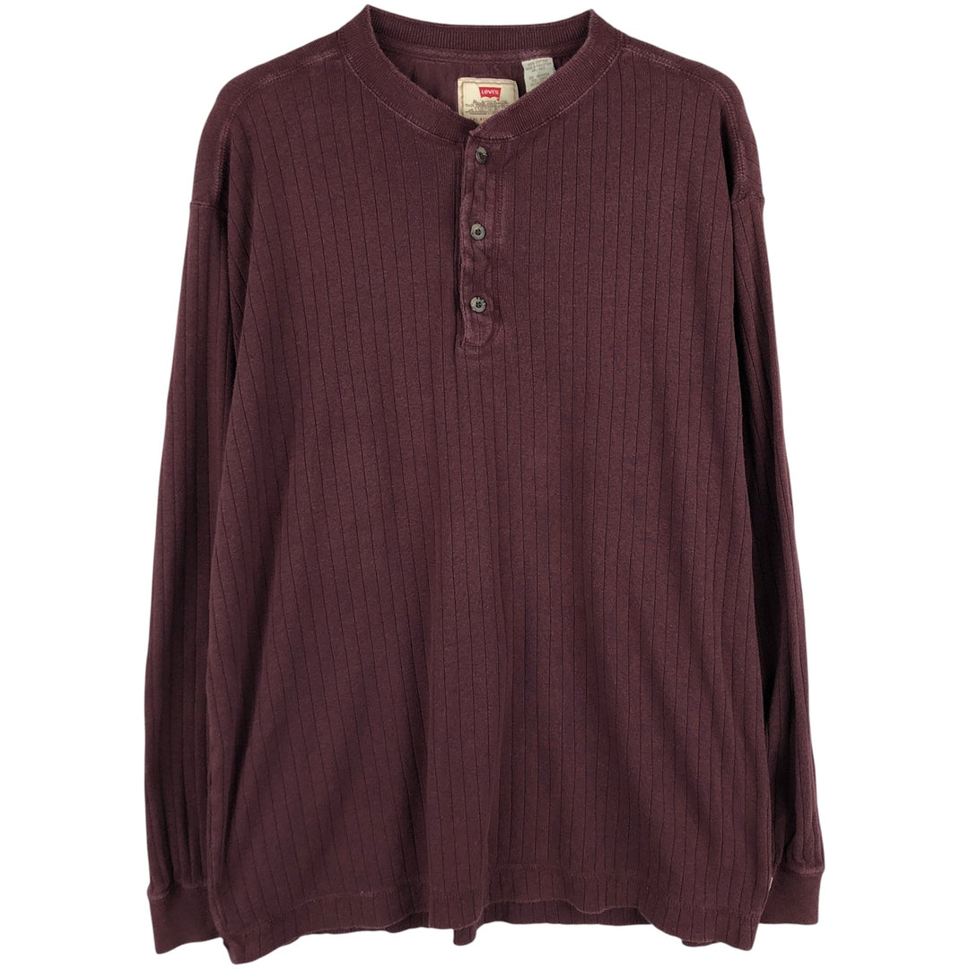 Levi's Henley neck long T-shirt, men's size L cotton purple type Vintage Second Hand