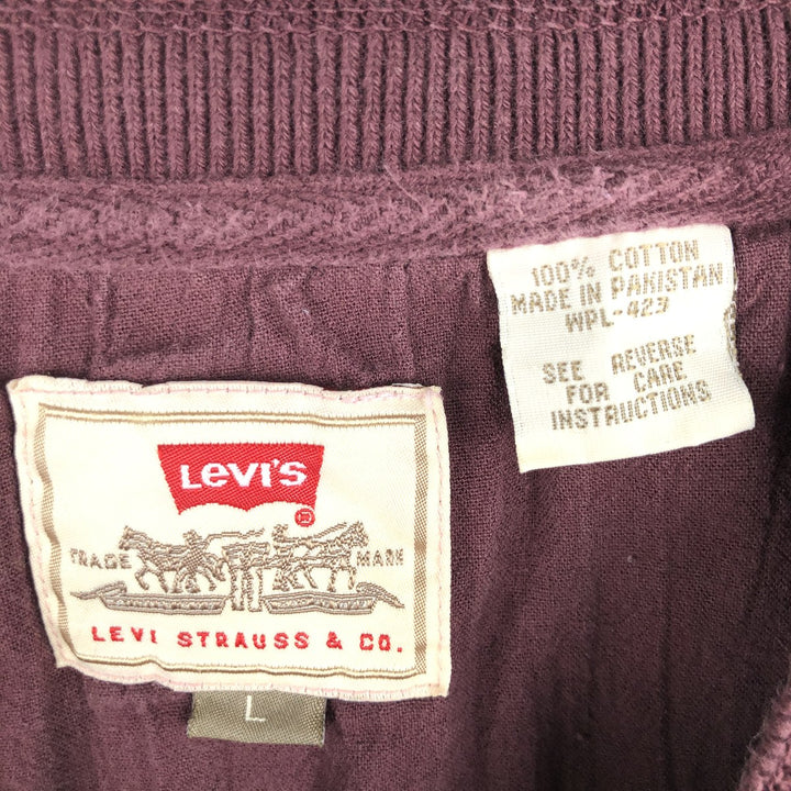 Levi's Henley neck long T-shirt, men's size L cotton purple type Vintage Second Hand