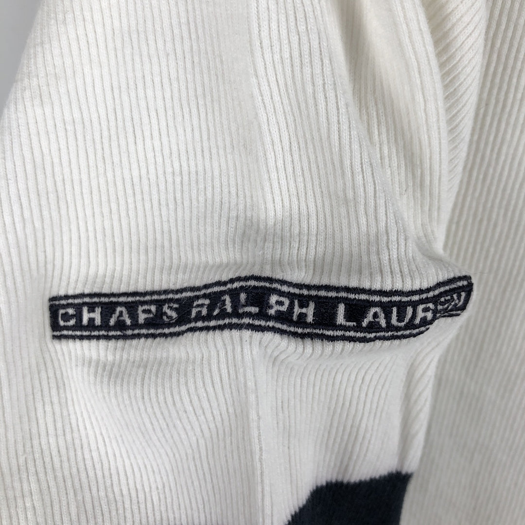 Ralph Lauren CHAPS V-neck long T-shirt, men's XXL cotton white type Vintage Second Hand