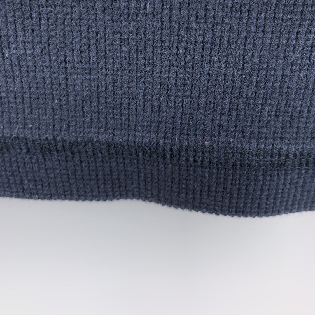 LLBean Henley Neck Long Sleeve T-Shirt, Made in Canada, Men's Size L cotton navy blue type Vintage Second Hand