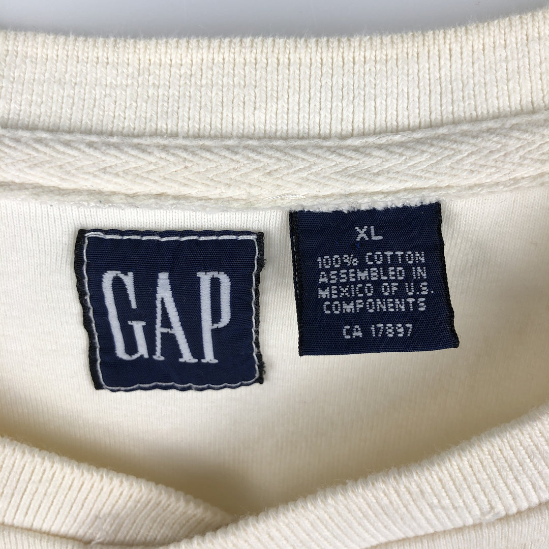 90'S GAP Vintage Henley Neck Long Sleeve T-Shirt, Men's XL cotton ivory Vintage Second Hand