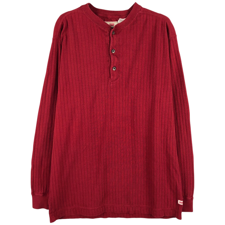 Levi's Henley neck long T-shirt, men's size M cotton red type Vintage Second Hand