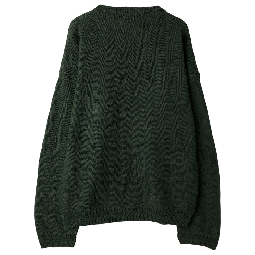 Ralph Lauren CHAPS Herringbone Cotton Knit Sweater Men's XL cotton Green type dark green Vintage Second Hand