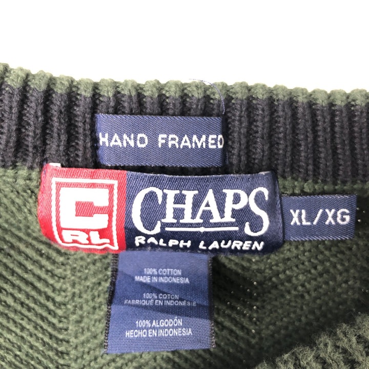 Ralph Lauren CHAPS Herringbone Cotton Knit Sweater Men's XL cotton Green type dark green Vintage Second Hand