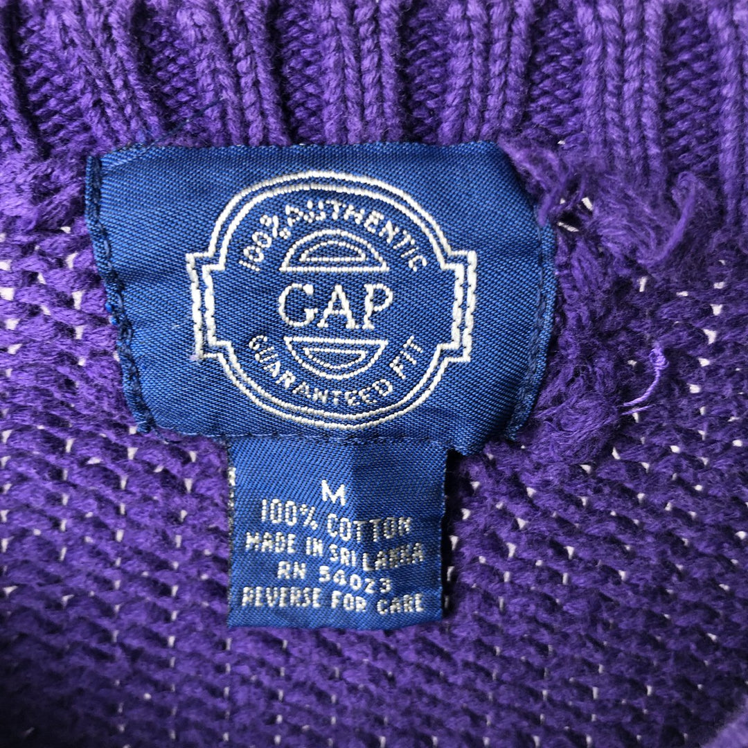 Vintage 80s-90'S GAP cotton knit sweater, made in Sri Lanka, size M, men's. cotton purple type Vintage Second Hand