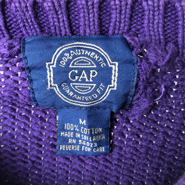 Vintage 80s-90'S GAP cotton knit sweater, made in Sri Lanka, size M, men's. cotton purple type Vintage Second Hand