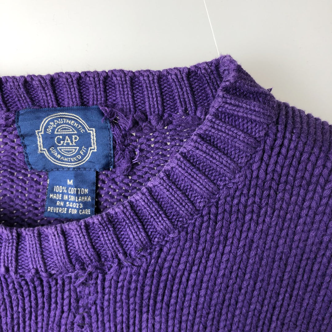 Vintage 80s-90'S GAP cotton knit sweater, made in Sri Lanka, size M, men's. cotton purple type Vintage Second Hand
