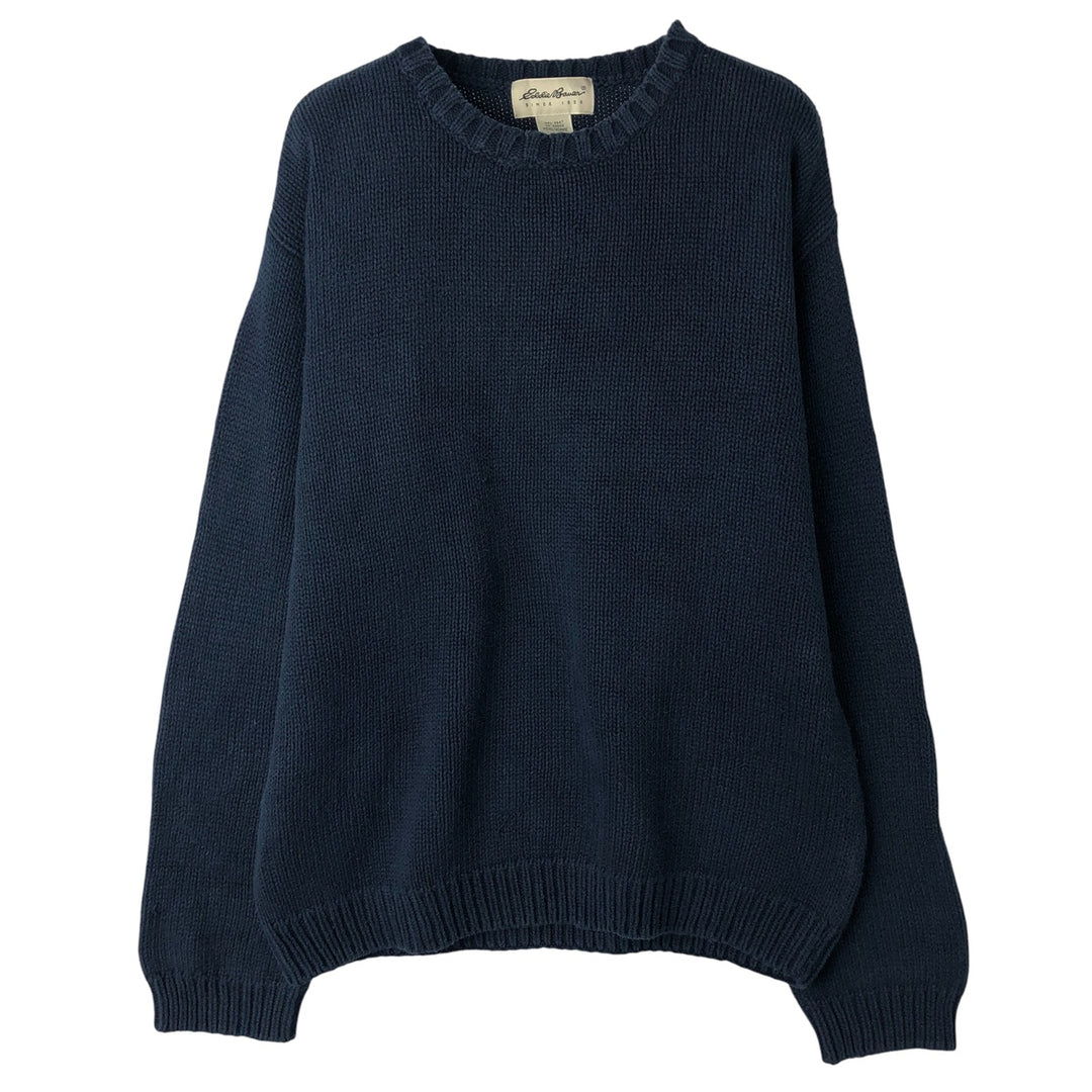 Eddie Bauer Cotton Knit Sweater, Men's Size Small cotton navy blue type Vintage Second Hand